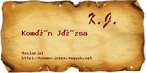 Komán Józsa névjegykártya